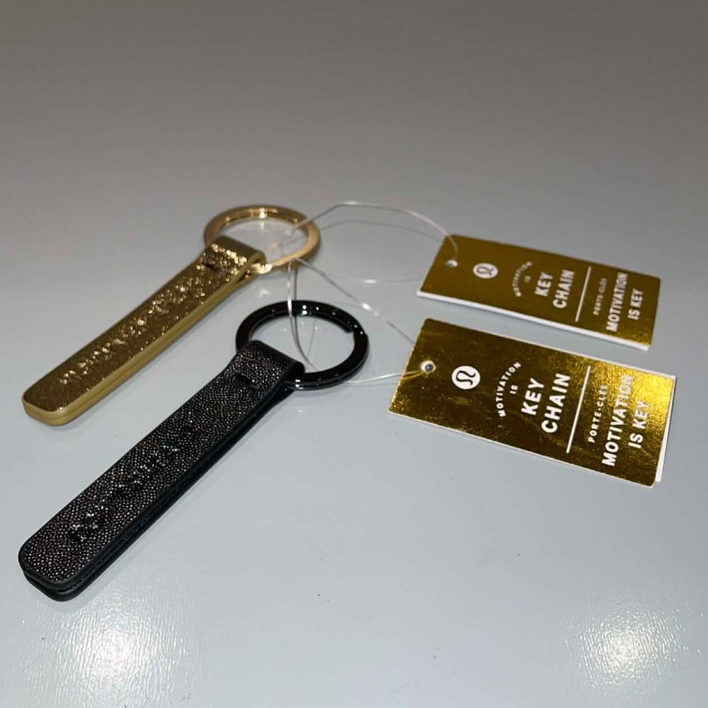 LOT OF 2 – Lululemon Motivation Is Key Chains Gold & Silver
